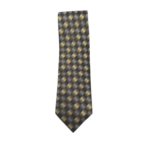 Roberto Villini Collezione Mens Silk Tie Gold Grey Black Diagonal Stripe - Picture 2 of 5